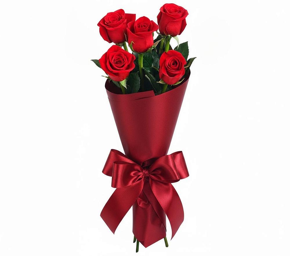 Букет 5 Красных роз Эдлесс Лав в Старотеряево