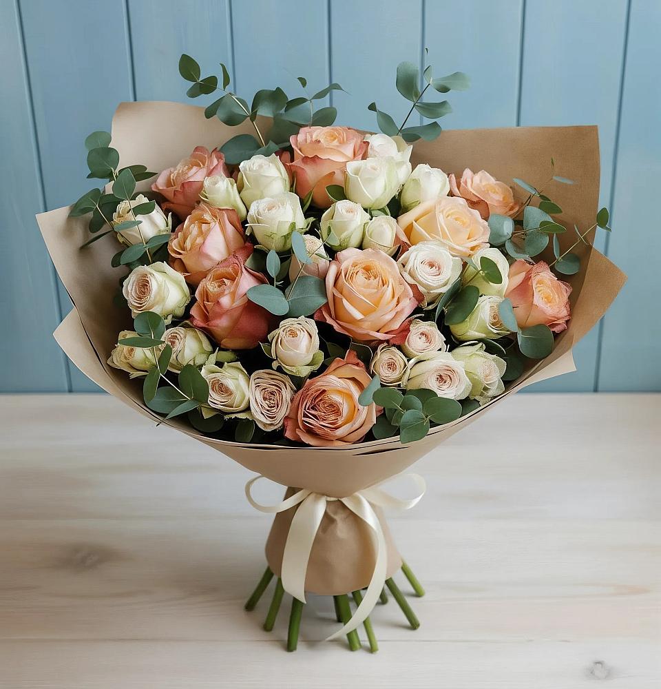 Букет цветов из: Альстромерии и Розы в Старотеряево