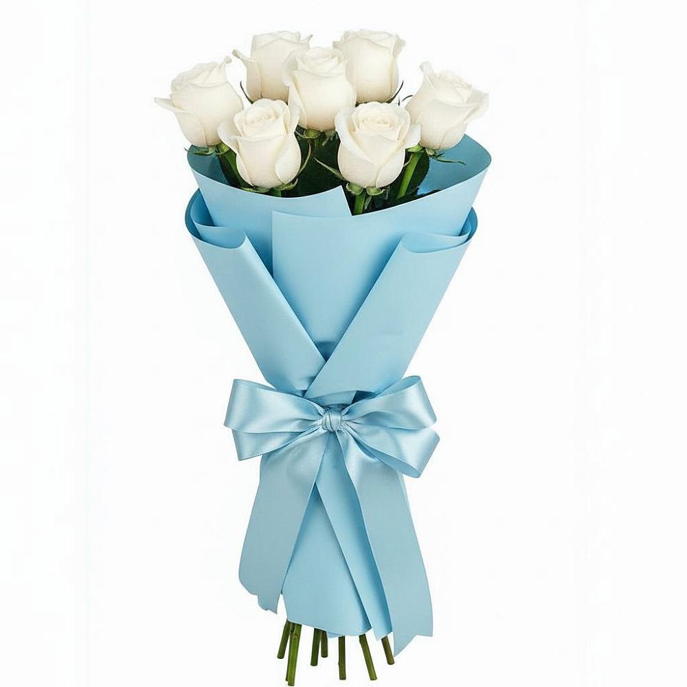 Букет 7 белых роз Проуд в Старотеряево