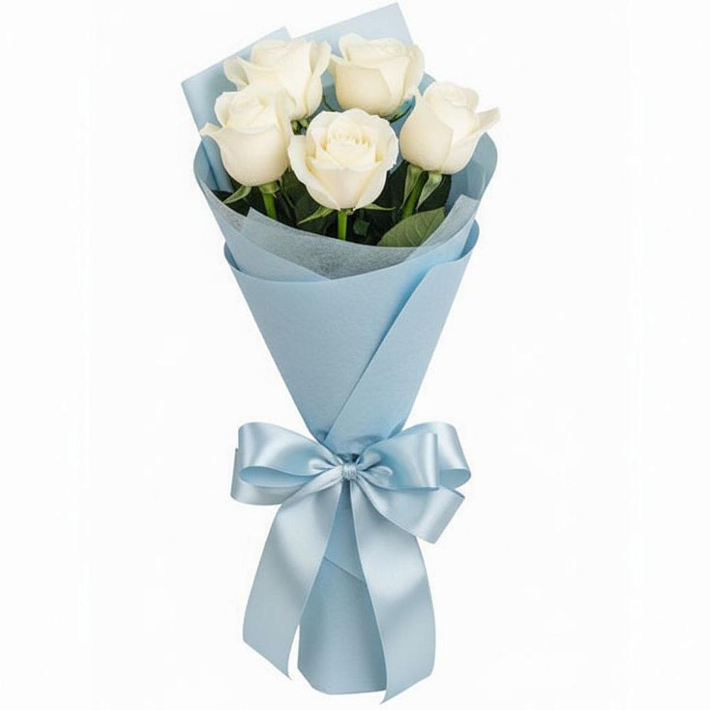 Букет 5 Белых роз Проуд в Старотеряево