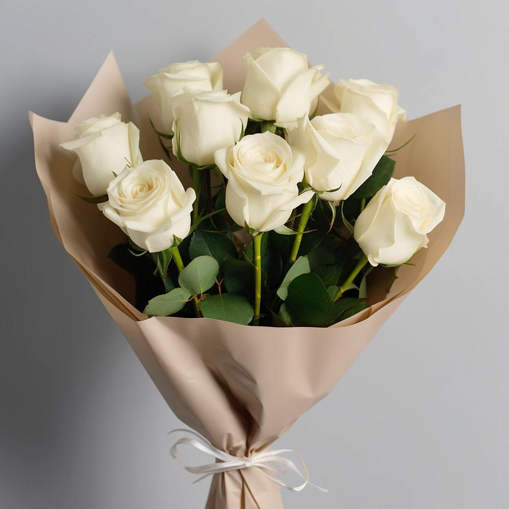 Букет 9 Белых роз Эдлесс Лав в Старотеряево