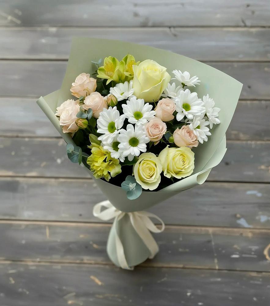 Букет цветов из: Альстромерии, Розы и Хризантемы в Старотеряево