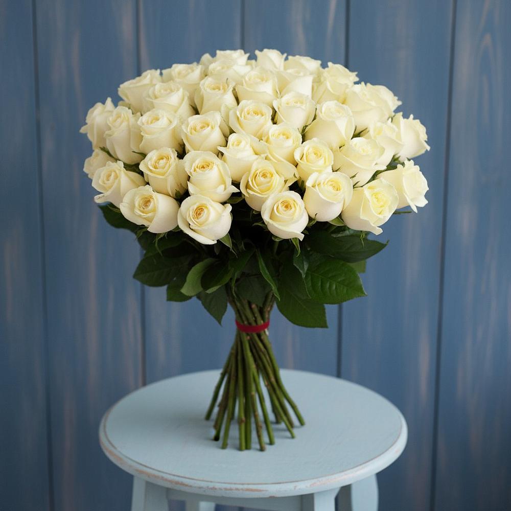 Букет 51 Белая роза Эдлесс Лав в Старотеряево