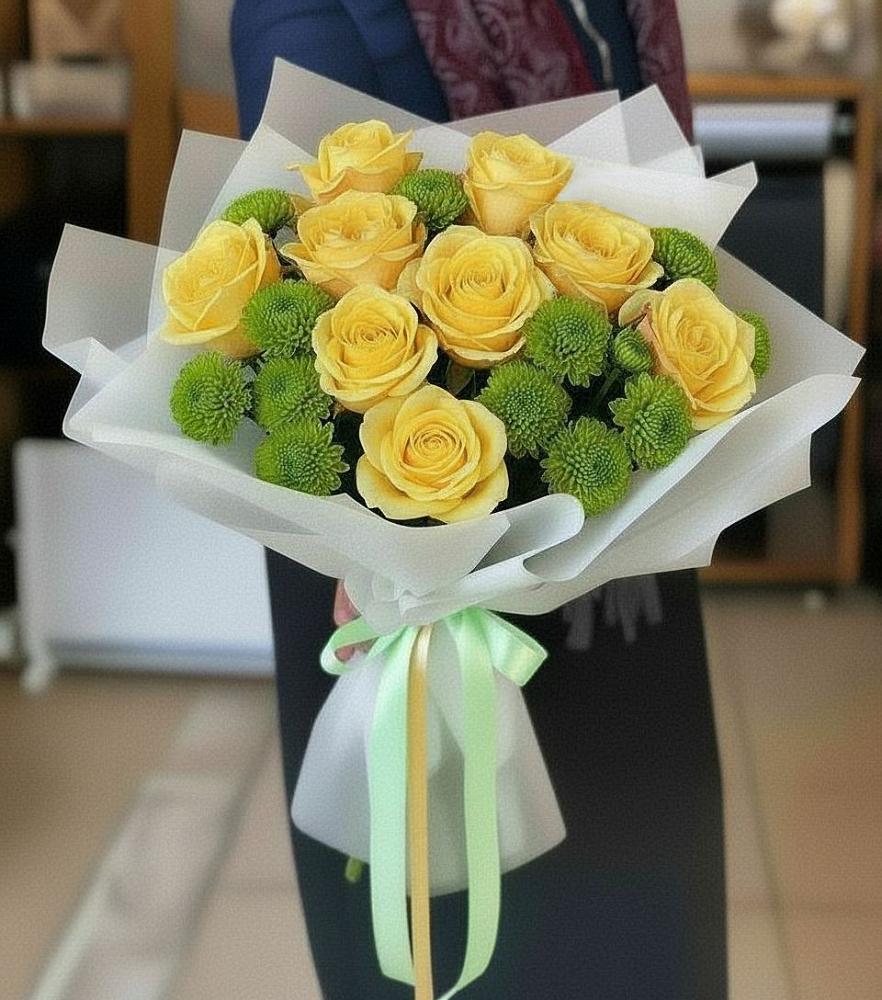 Букет цветов из: Хризантемы и Розы в Старотеряево