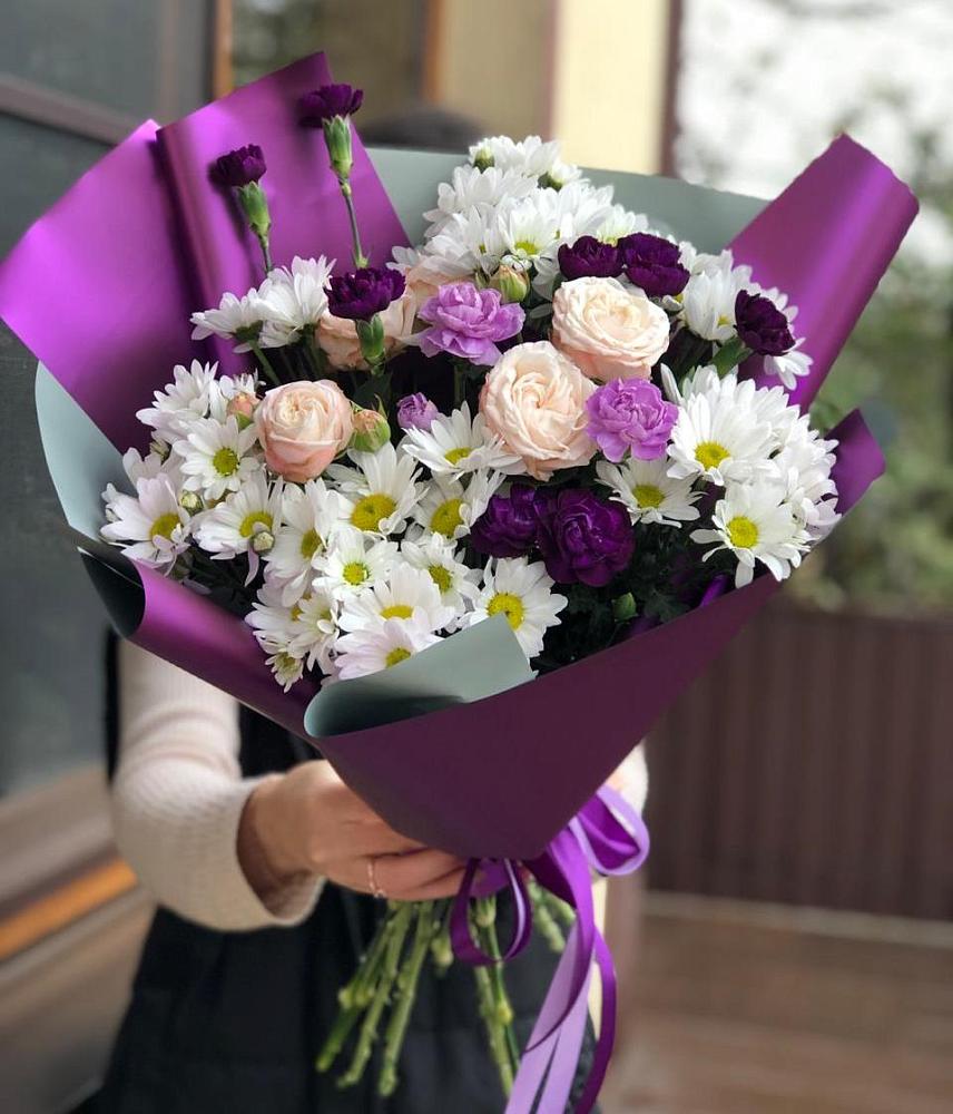 Букет цветов из: Хризантемы, Гвоздики и Розы в Старотеряево