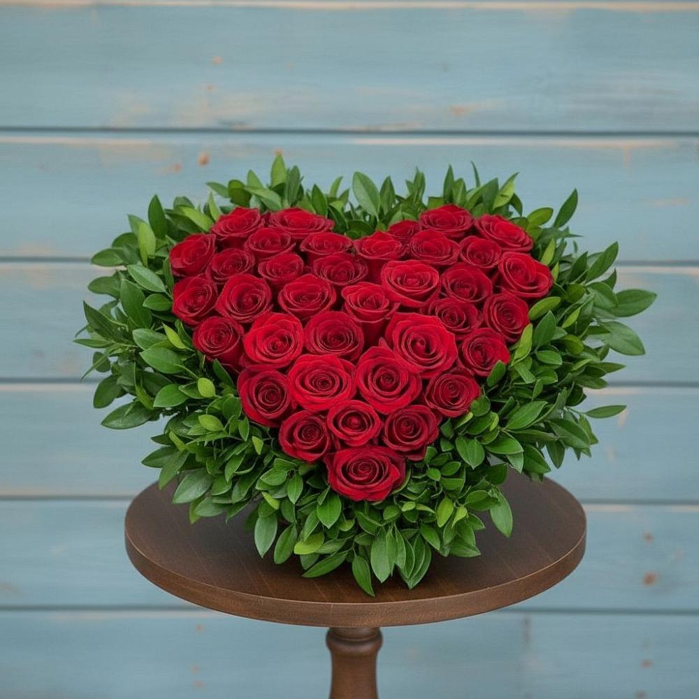 Цветочная композиция из Розы в виде сердца в Старотеряево