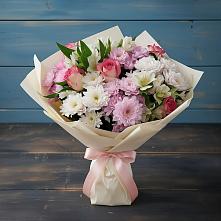 Букет цветов из:  Хризантемы, Альстромерии и Розы в Старотеряево