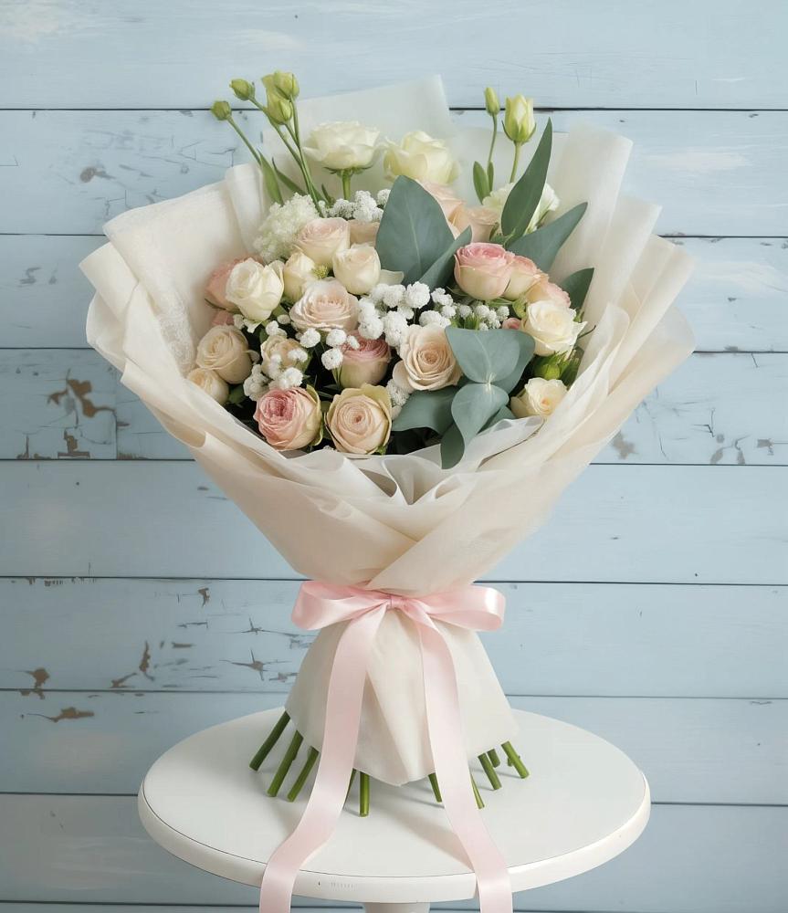 Букет цветов из: Розы и Лизиантусы в Старотеряево