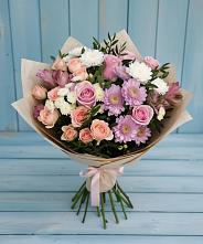 Букет цветов из:  Хризантемы, Розы и Альстромерии в Старотеряево