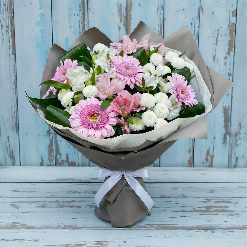 Букет цветов из: Герберы, Альстромерии и Хризантемы в Старотеряево