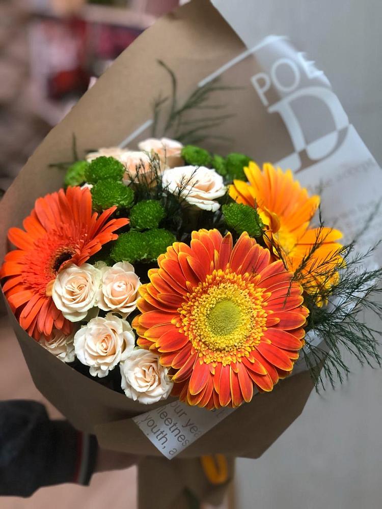 Букет цветов из: Герберы, Хризантемы и Розы в Старотеряево